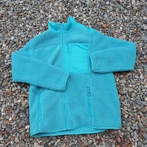 - Lands End Women’s Full Zip Fleece Size M 10-12 Teal Mock Neck Pockets .